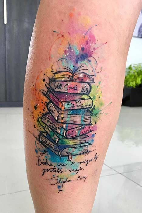 Stephen King Quote and Books Tattoo - Book Tattoos